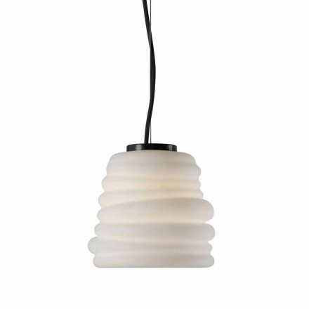 Living Room Suspension Lamp in White Satin Glass 3 Dimensions - Soft Viadurini