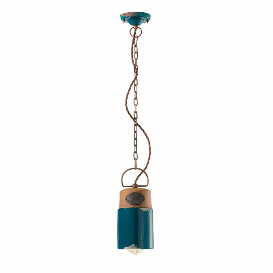 Hanging lamp industrial style ceramic and iron Stephanie Viadurini