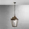 Vintage industrial brass and glass pendant light Quadro