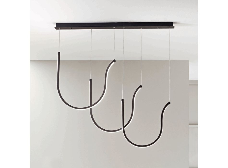 Triple Suspension Lamp with Rectangular Base in Painted Metal - Fir Viadurini