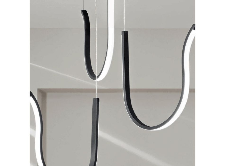 Triple Suspension Lamp with LED Light in Painted Metal - Fir Viadurini
