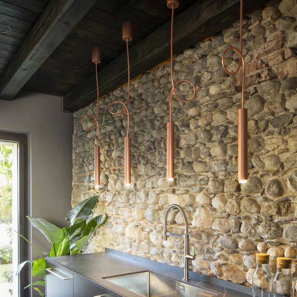 Modern Tubular Suspension Lamp with Flexible Cable - Tubò Aldo Bernardi Viadurini