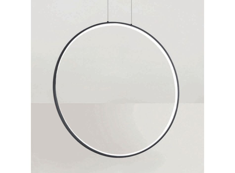 Round Vertical Suspension Lamp with Adjustable Cables in Length - Chestnut Viadurini