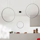 Round Vertical Suspension Lamp with Adjustable Cables in Length - Chestnut Viadurini
