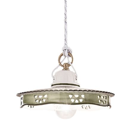Vintage Ceramic and Handmade Iron Pendant Lamp - Alessandria Viadurini