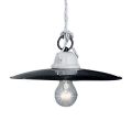 Vintage Suspension Lamp in White Ceramic and Black Metal - Power
