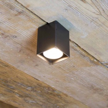 Artisan Lamp in Black Iron with Cubic Shape Made in Italy - Cubino