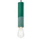 Cylindrical Suspension Lamp Colored Ceramic Made in Italy - Ferroluce Pi Viadurini