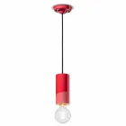 Cylindrical Suspension Lamp Colored Ceramic Made in Italy - Ferroluce Pi Viadurini