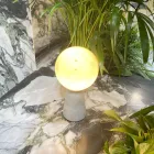 Conical Lamp with White Sphere and Marble Base Made in Italy - Tobio Viadurini