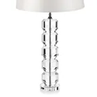 Base Support Lamp in Crystal and Cylindrical Fabric Lampshade - Crocca Viadurini
