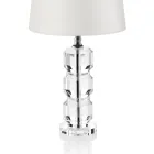Base Support Lamp in Crystal and Cylindrical Fabric Lampshade - Crocca Viadurini