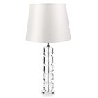 Base Support Lamp in Crystal and Cylindrical Fabric Lampshade - Crocca Viadurini