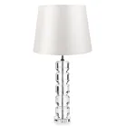 Base Support Lamp in Crystal and Cylindrical Fabric Lampshade - Crocca Viadurini