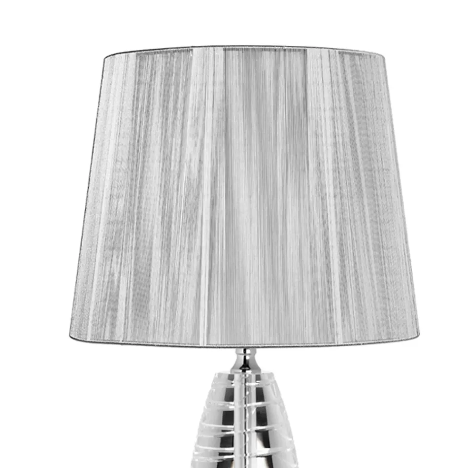 Classic Crystal Table Lamp and Luxury Square Lampshade - Squilla Viadurini