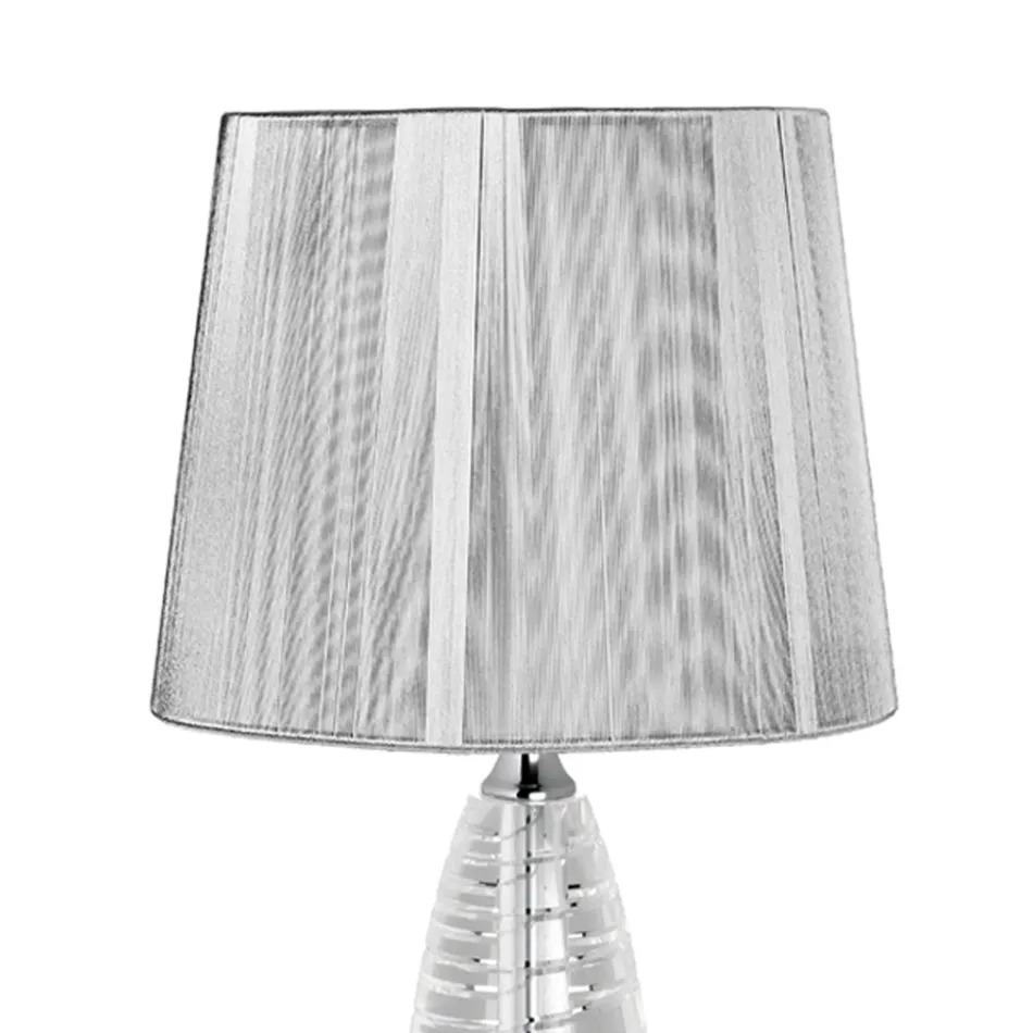 Classic Crystal Table Lamp and Luxury Square Lampshade - Squilla Viadurini