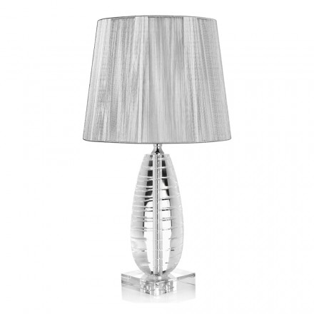 Classic Crystal Table Lamp and Luxury Square Lampshade - Squilla Viadurini