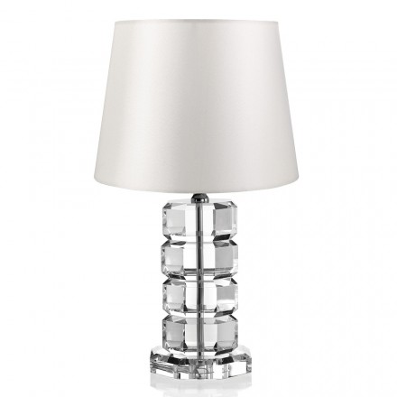 Luxury Support Lamp with Crystal Base and Fabric Shade - Spinoza Viadurini