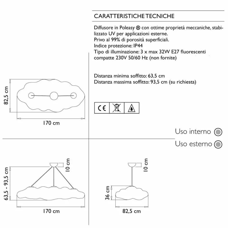 Outdoor Design Suspension Lamp in Polyethylene - Nefos by Myyour Viadurini