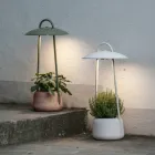Outdoor Lamp with Planter in Clay, Aluminum and Brass - Cappello Viadurini