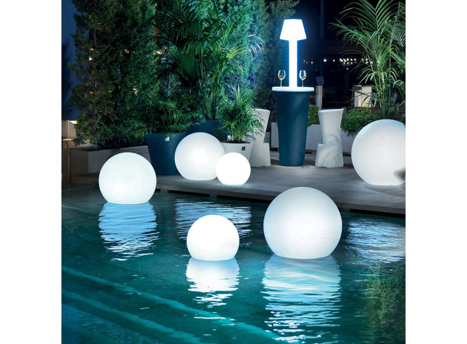 Spherical Outdoor Lamp in White Polyethylene Made in Italy - Nelida Viadurini