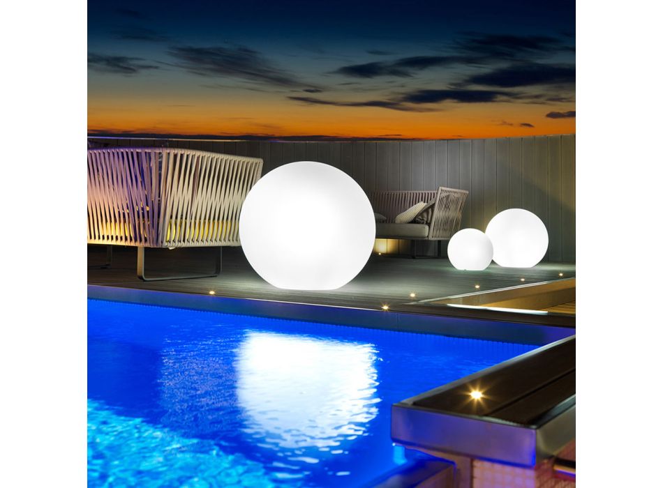 Spherical Outdoor Lamp in White Polyethylene Made in Italy - Nelida Viadurini