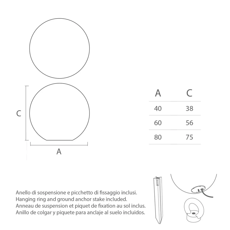 Spherical Outdoor Lamp in White Polyethylene Made in Italy - Nelida Viadurini