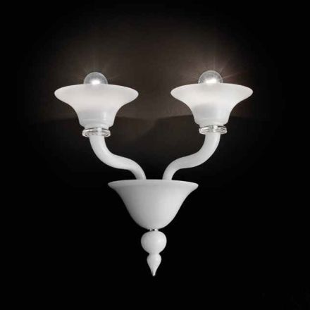 Wall Lamp with 2 Lights in Handcrafted Venice Glass - Ismail Viadurini