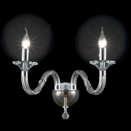 Two-light wall lamp in glass and crystal Ivy, made in Italy Viadurini