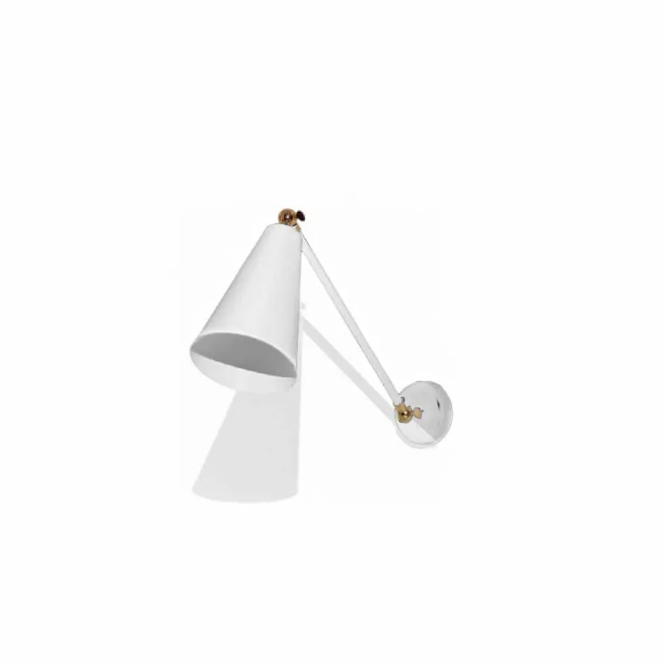 Metal Wall Lamp with Details in Gold Finish Made in Italy - Zaira Viadurini