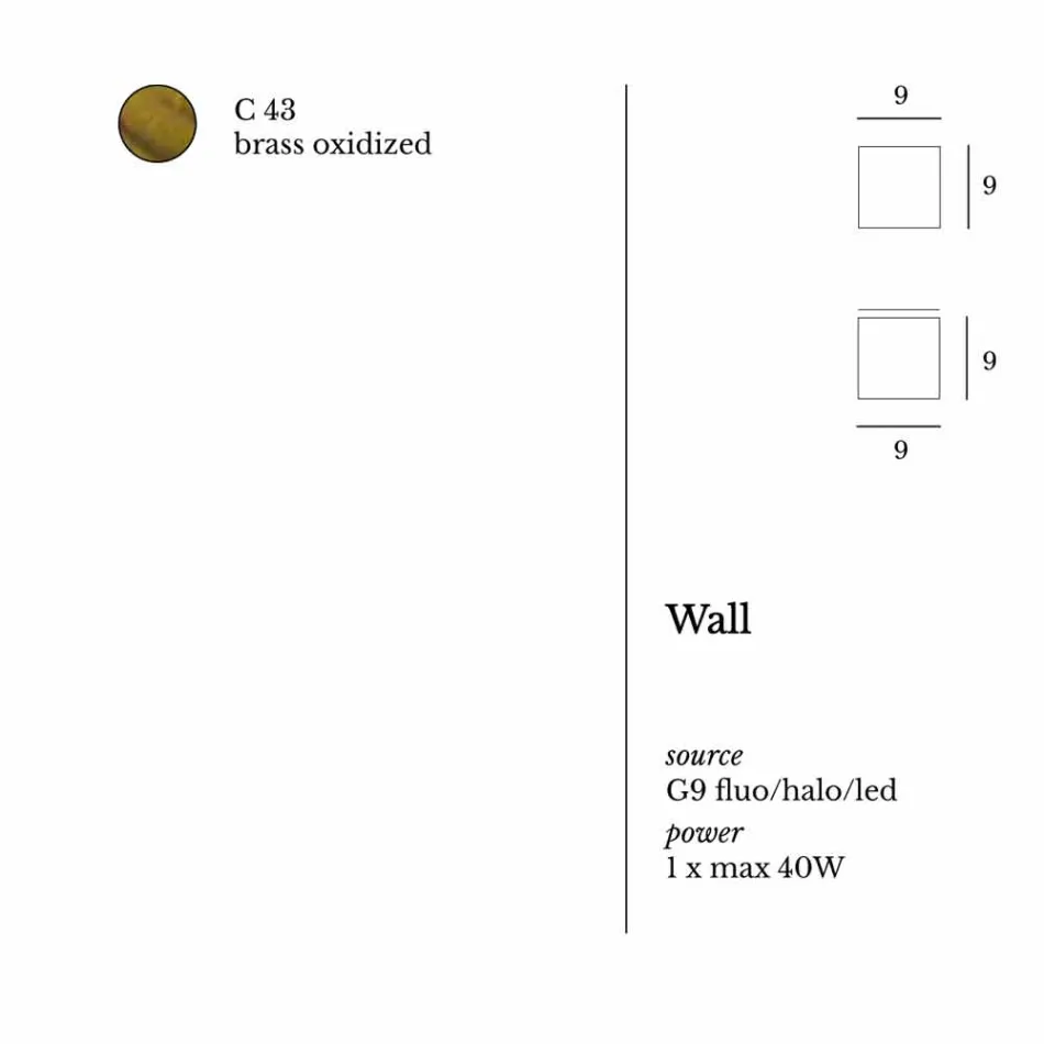Modern design brass wall lamp Ø9xh.9xsp.9 cm Venere Viadurini