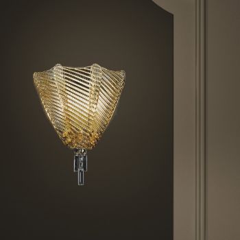 Wall Lamp in Amber-colored Venice Glass Made in Italy - Fabiana