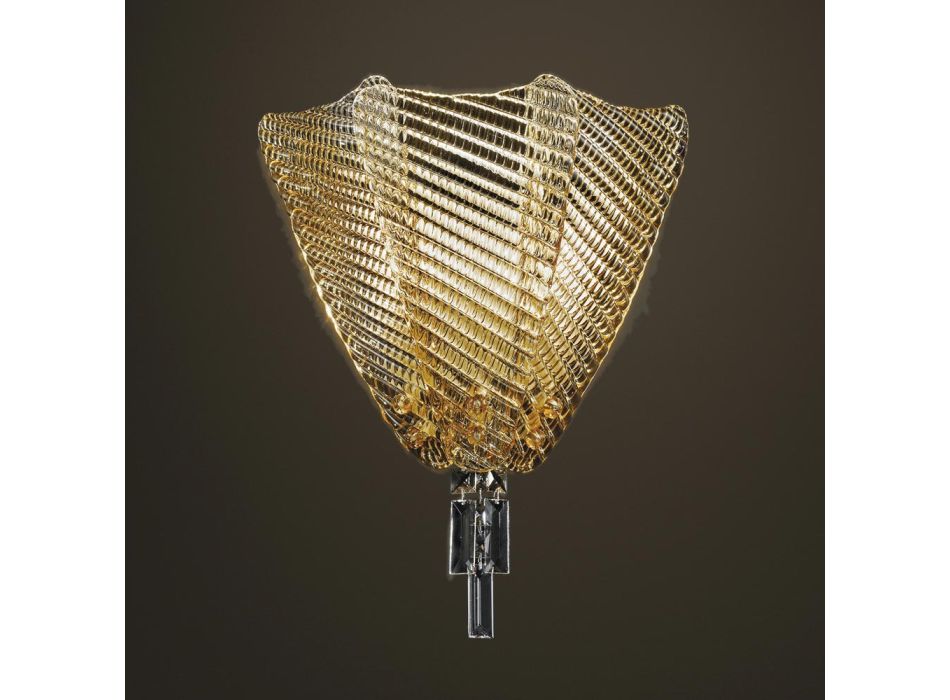 Amber-colored Venice Glass Wall Lamp Made in Italy - Fabiana Viadurini