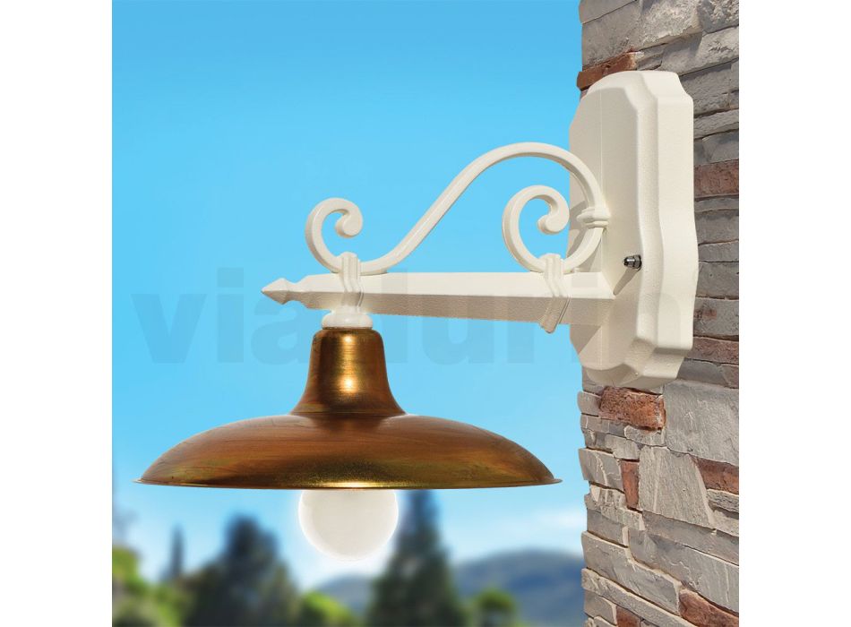 Outdoor Wall Lamp in Aluminum and Brass Made in Italy - Adela Viadurini