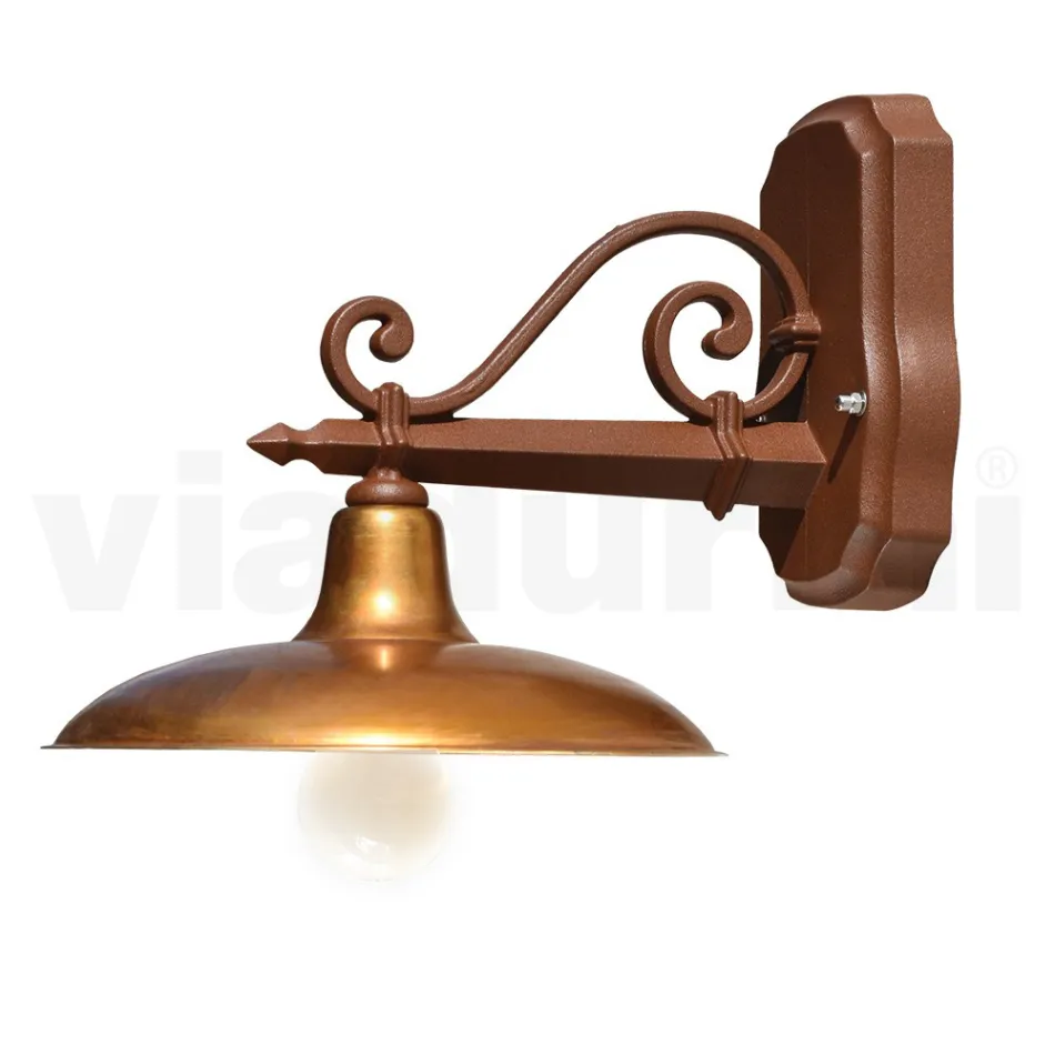 Outdoor Wall Lamp in Aluminum and Brass Made in Italy - Adela Viadurini