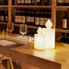 White Led Table Lamp Luminous Candle Design by Slide - Flame Viadurini