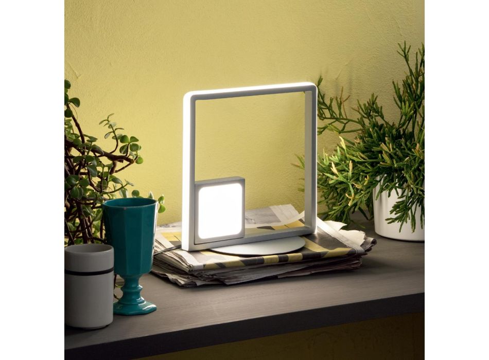 Modern - Formal Silver Painted Metal LED Table Lamp Viadurini
