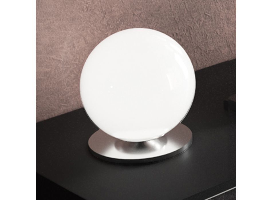 Artisan Table Lamp in Blown White Venetian Glass - Snow Viadurini