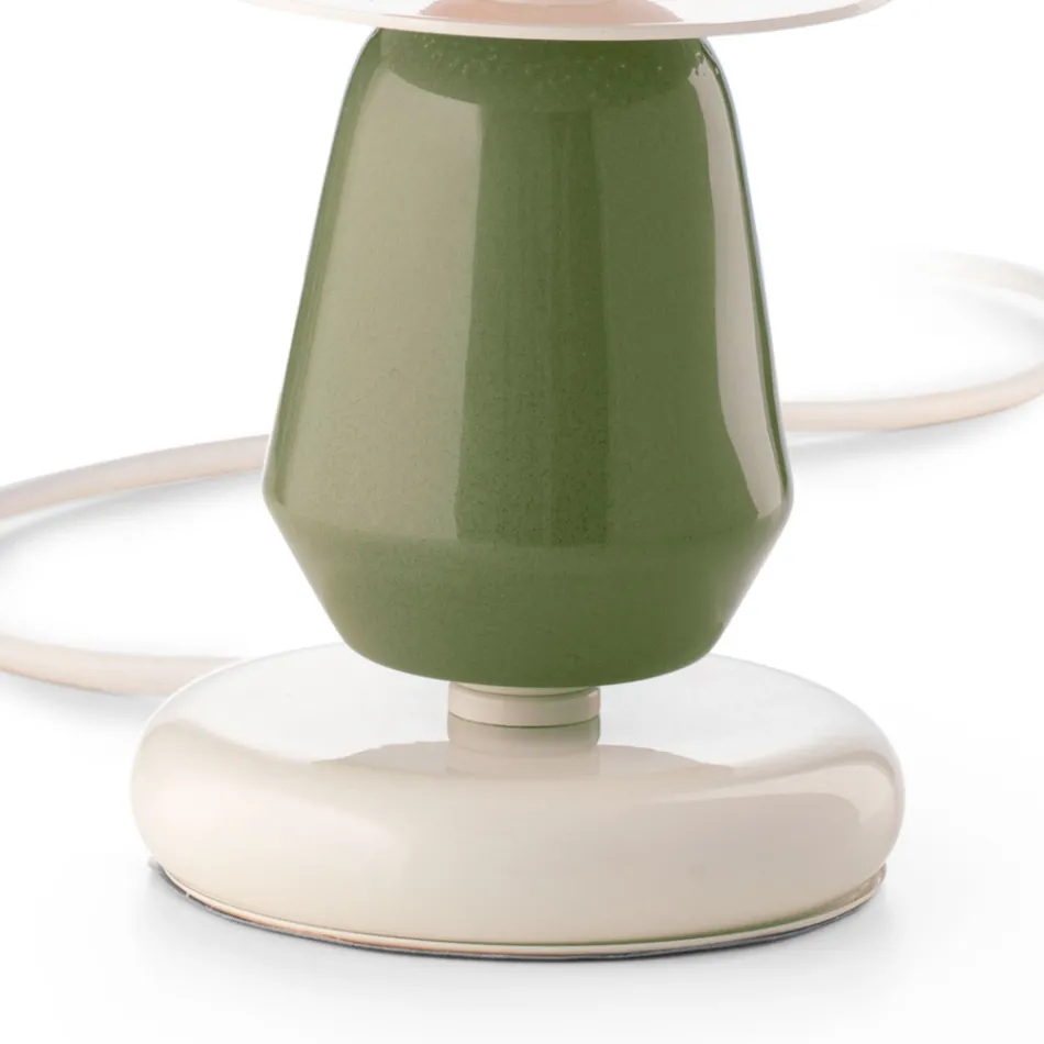 Low Ceramic Table Lamp in 2 Colors Made in Italy - Berimbau Viadurini