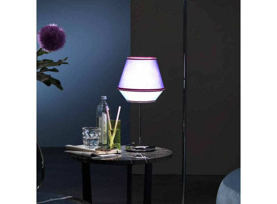 Blue Table Lamp with Chromed Metal Structure Made in Italy - Soya
