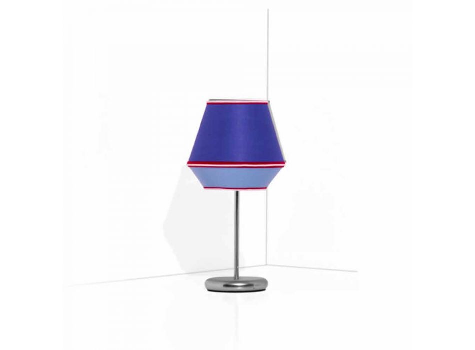 Blue Table Lamp with Chromed Metal Structure Made in Italy - Soya Viadurini