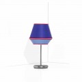 Blue Table Lamp with Chromed Metal Structure Made in Italy - Soya