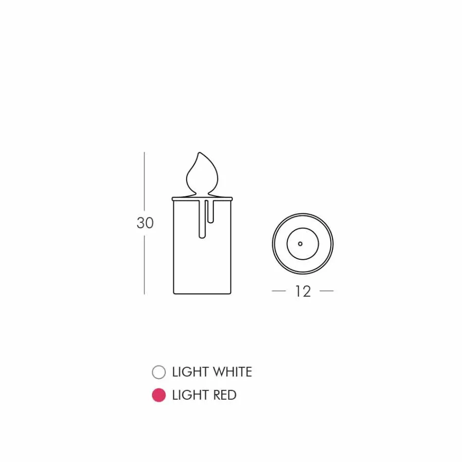 White or Red Luminous Candle Table Lamp Design by Slide - Fiammetta Viadurini