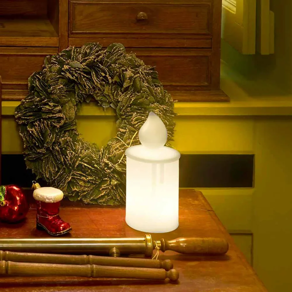 White or Red Luminous Candle Table Lamp Design by Slide - Fiammetta Viadurini