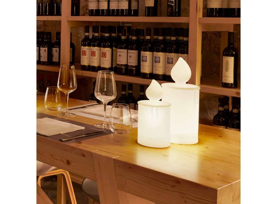 White or Red Luminous Candle Table Lamp Design by Slide - Fiammetta Viadurini