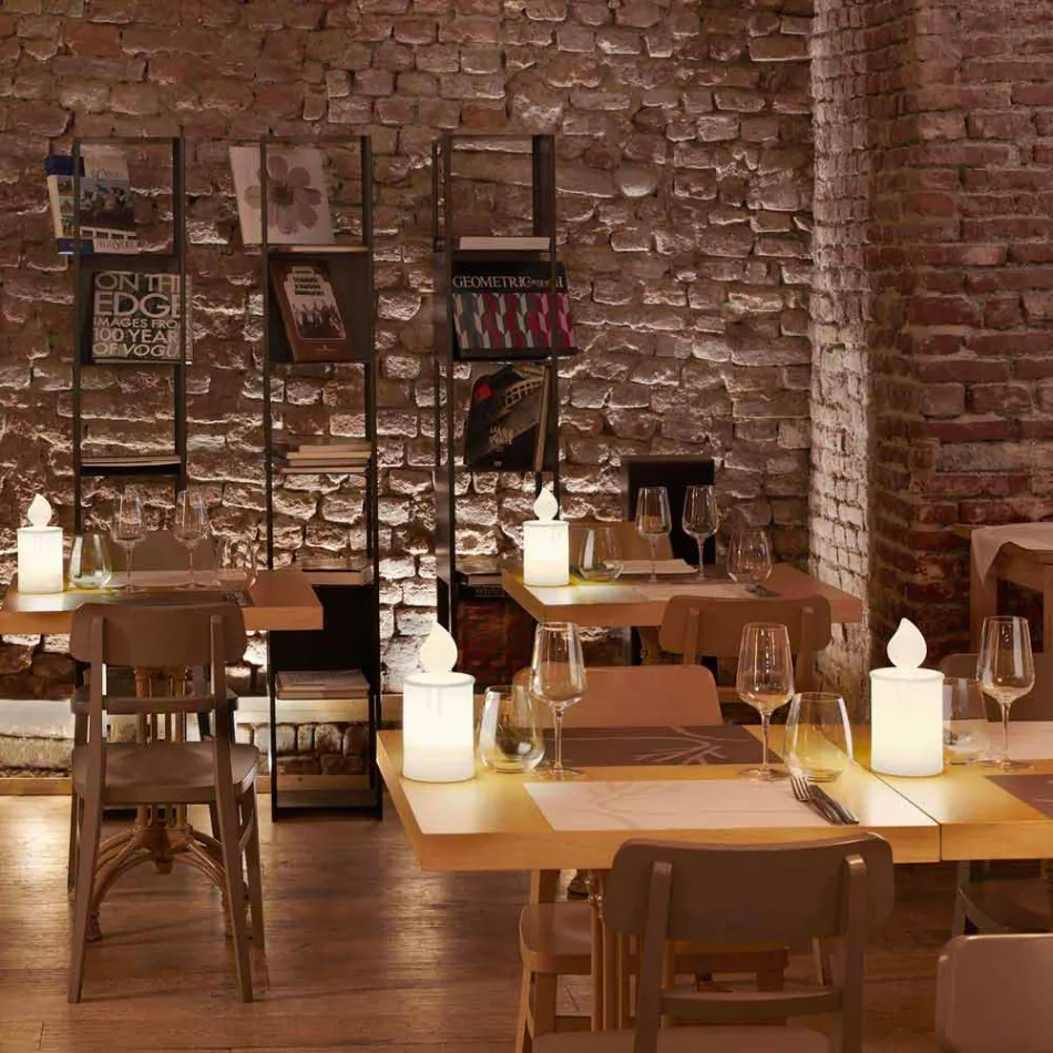 White or Red Luminous Candle Table Lamp Design by Slide - Fiammetta Viadurini