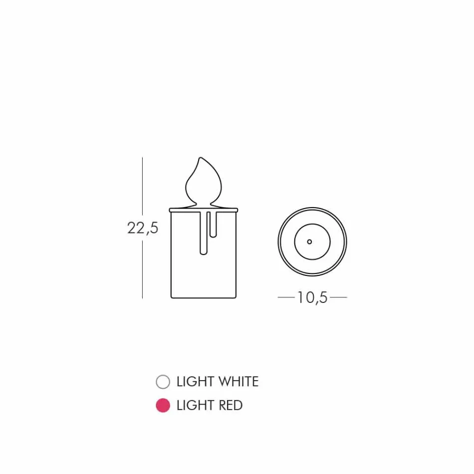 White or Red Luminous Candle Table Lamp Design by Slide - Fiammetta Viadurini