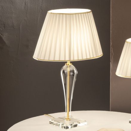 Classic Italian Handmade Glass Table Lamp and Lampshade - Rapallo Viadurini