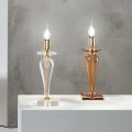 Classic Table Lamp in Italian Glass and Golden Metal - Oliver