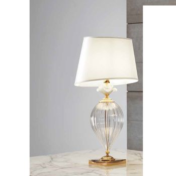 Classic Artisan Glass Table Lamp and Luxury Lampshade - Flanders